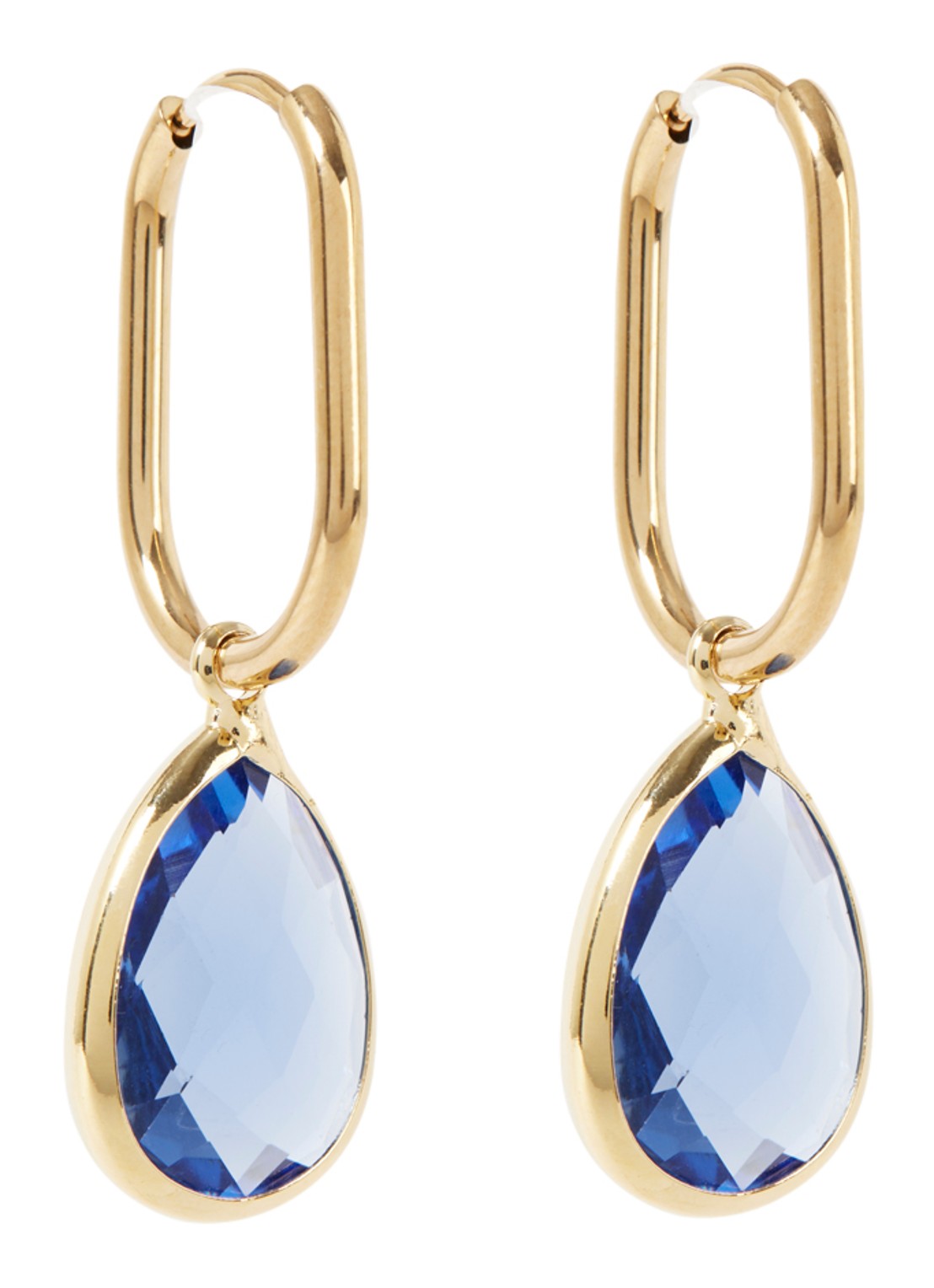 Camps & Camps Enchanting Crystal oorhangers verguld - voorkant blauw