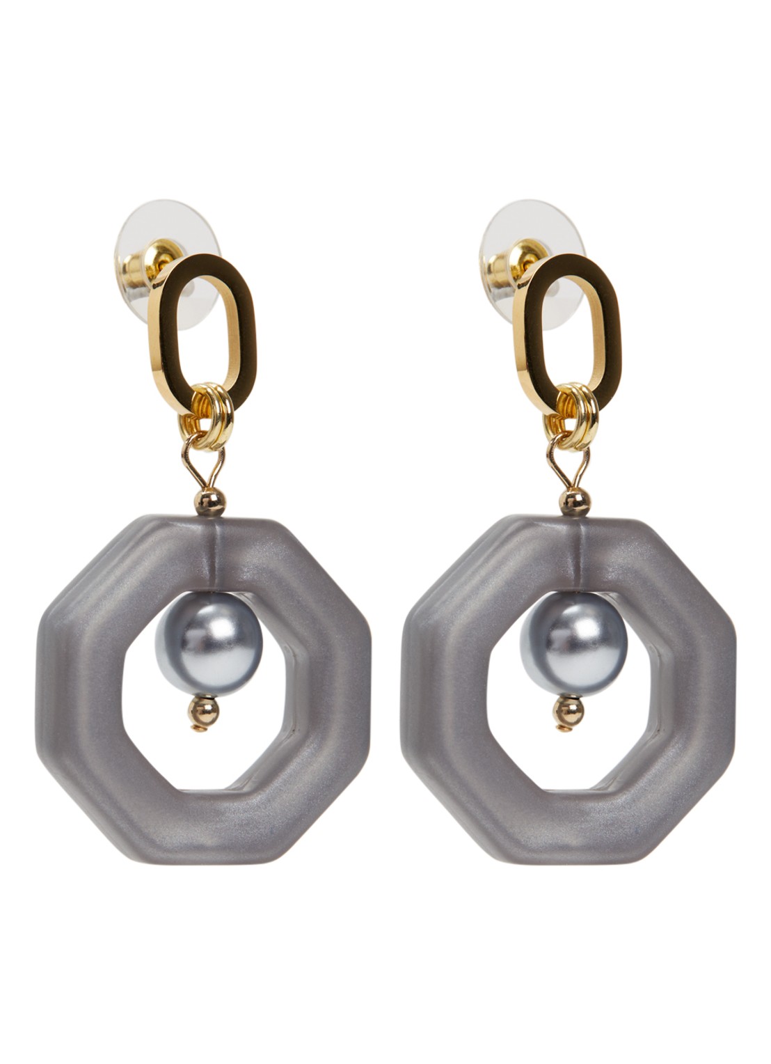 Camps & Camps Eternal Beads oorhangers verguld - voorkant grijs