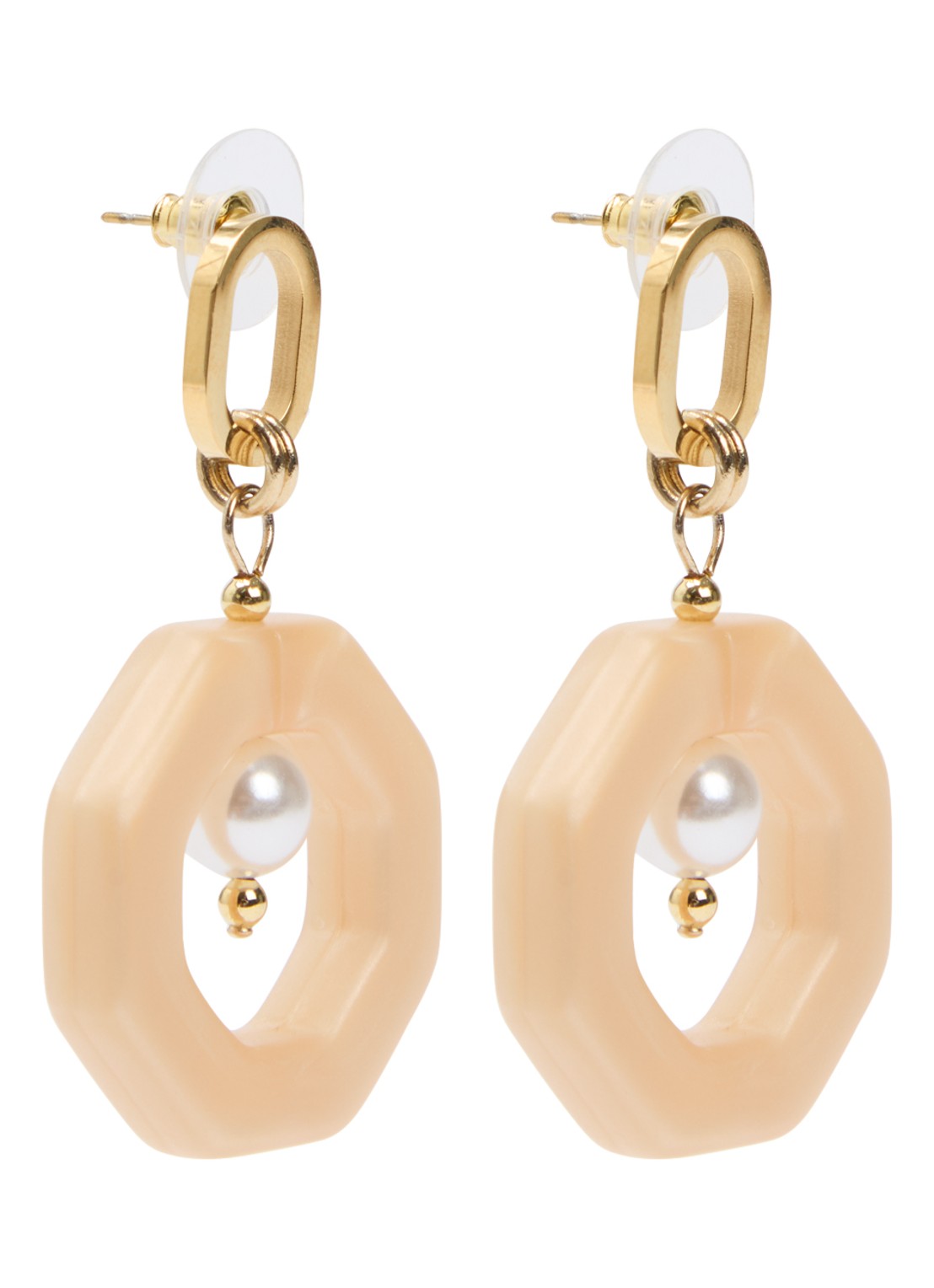 Camps & Camps Eternal Beads oorhangers verguld - voorkant beige