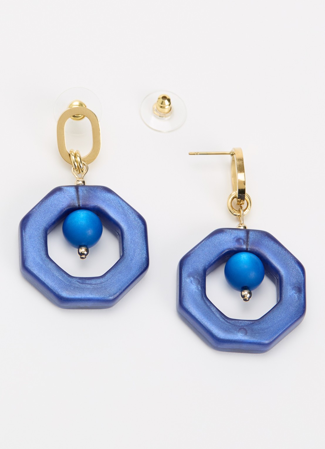 Camps & Camps Eternal Beads oorhangers verguld - detail donkerblauw