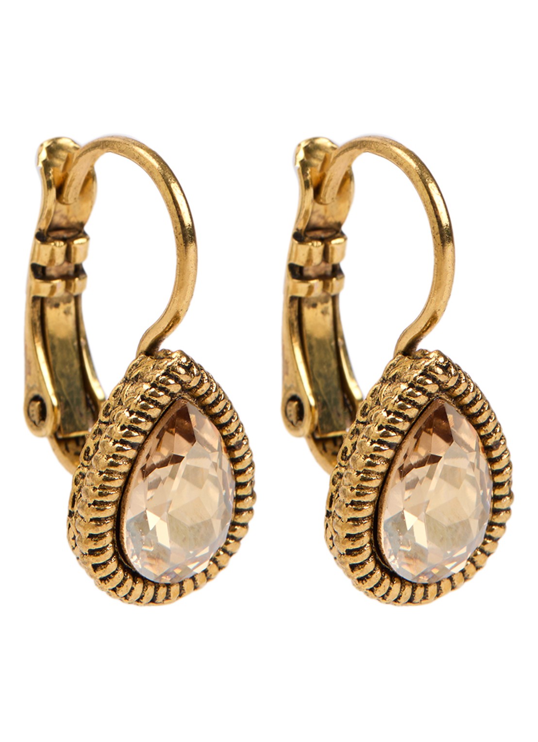 Camps & Camps Golden Shadow oorhangers met Swarovski kristal verguld - voorkant goud