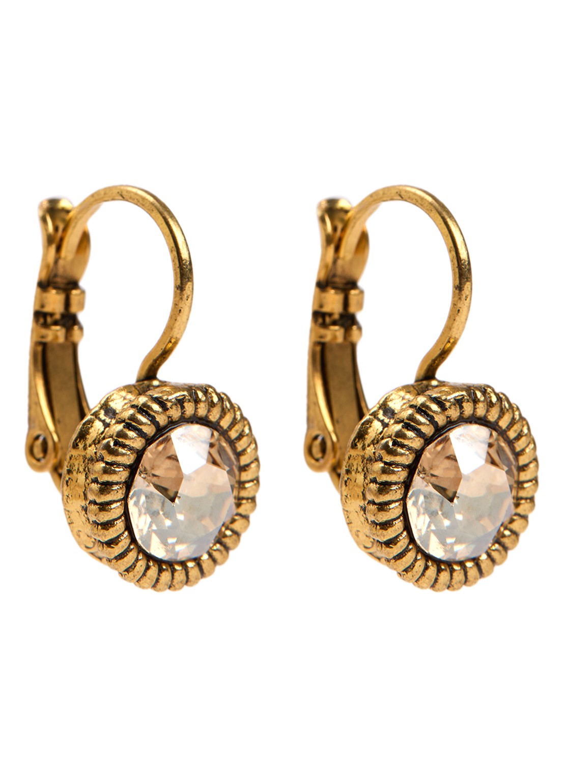 Camps & Camps Golden Shadow oorhangers met Swarovski kristal verguld - voorkant goud