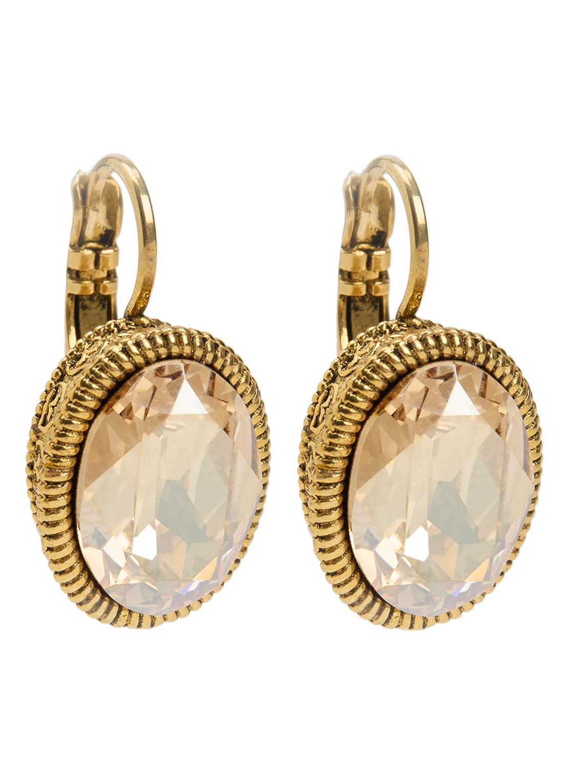 Camps & Camps Golden Shadow oorhangers met Swarovski kristal verguld - voorkant goud