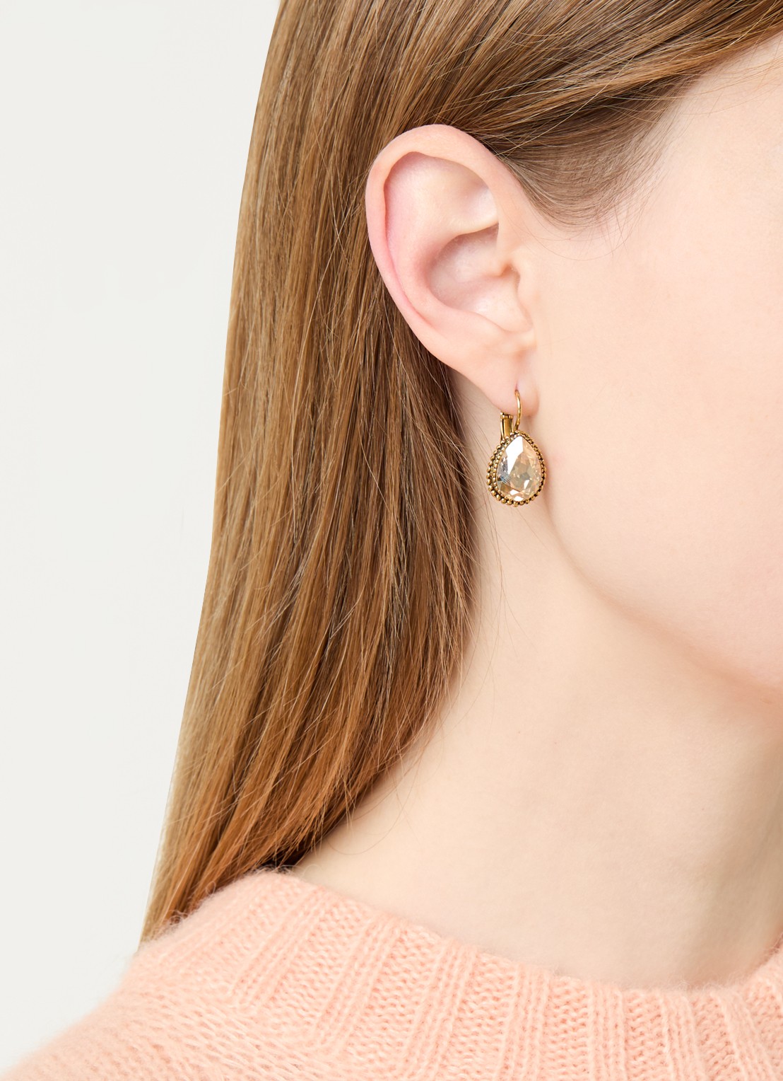 Camps & Camps Golden Shadow oorhangers met Swarovski kristal verguld - voorkant 2 goud
