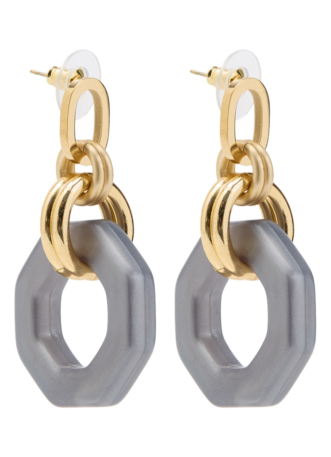 Camps & Camps Linea Eternal Dangling oorstekers verguld - voorkant 2 grijs