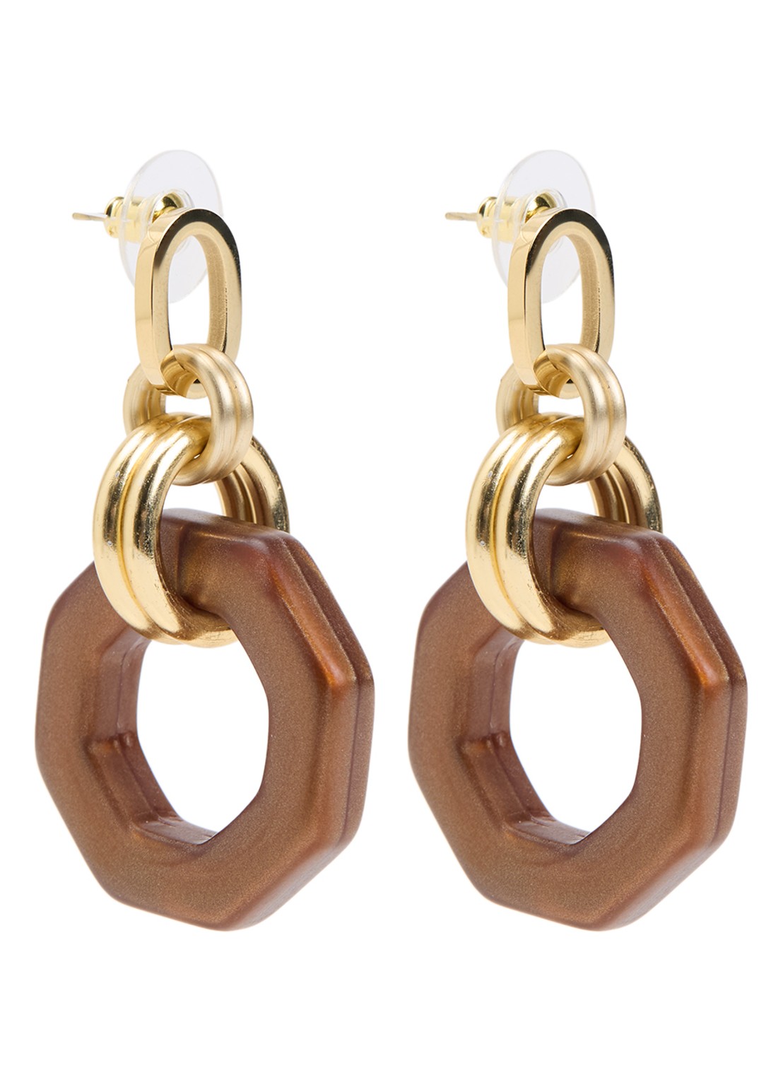 Camps & Camps Linea Eternal Dangling oorstekers verguld - voorkant 2 antraciet