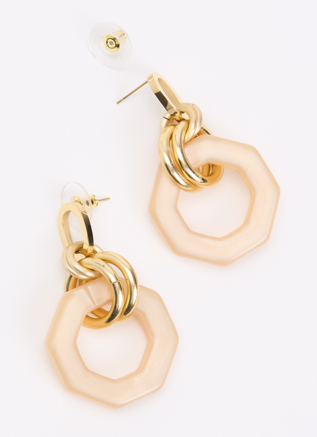 Camps & Camps Linea Eternal Dangling oorstekers verguld - detail creme