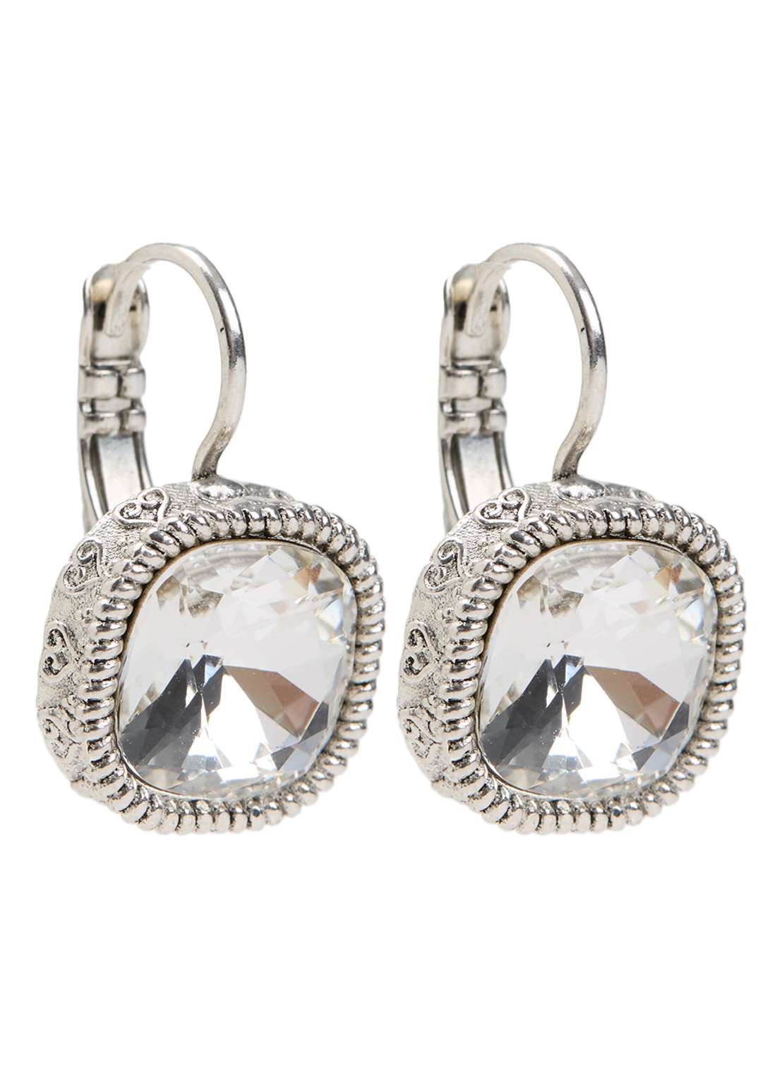 Camps & Camps Oorhangers met kristal - voorkant zilver