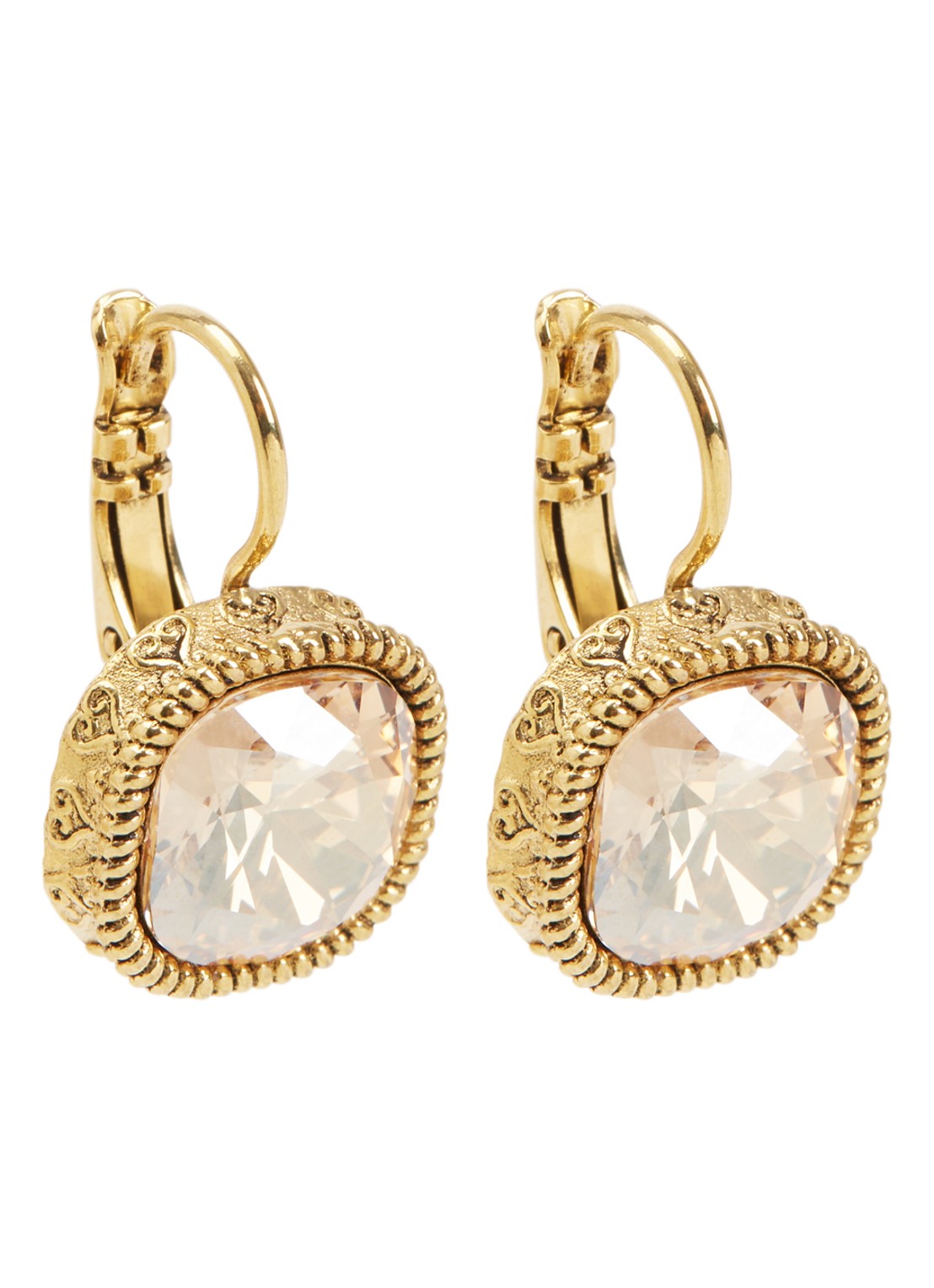 Camps & Camps Oorhangers met Swarovski kristal verguld - voorkant 2 goud