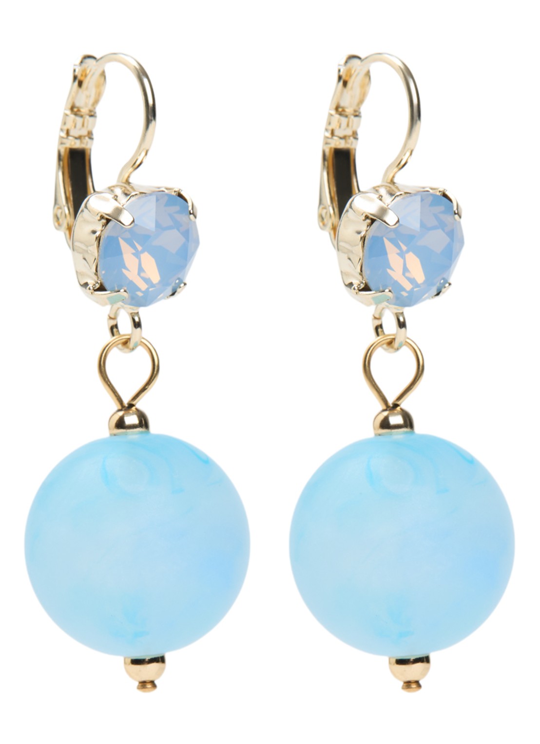 Camps & Camps Oorhangers met Swarovski kristal verguld - voorkant 2 blauw