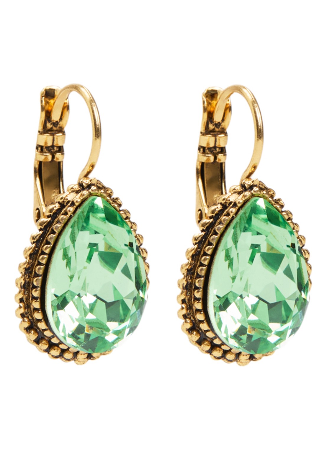Camps & Camps Oorhangers met Swarovski kristal verguld - voorkant groen