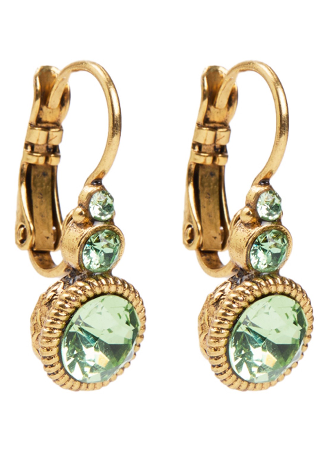 Camps & Camps Oorhangers met Swarovski kristal verguld - voorkant groen