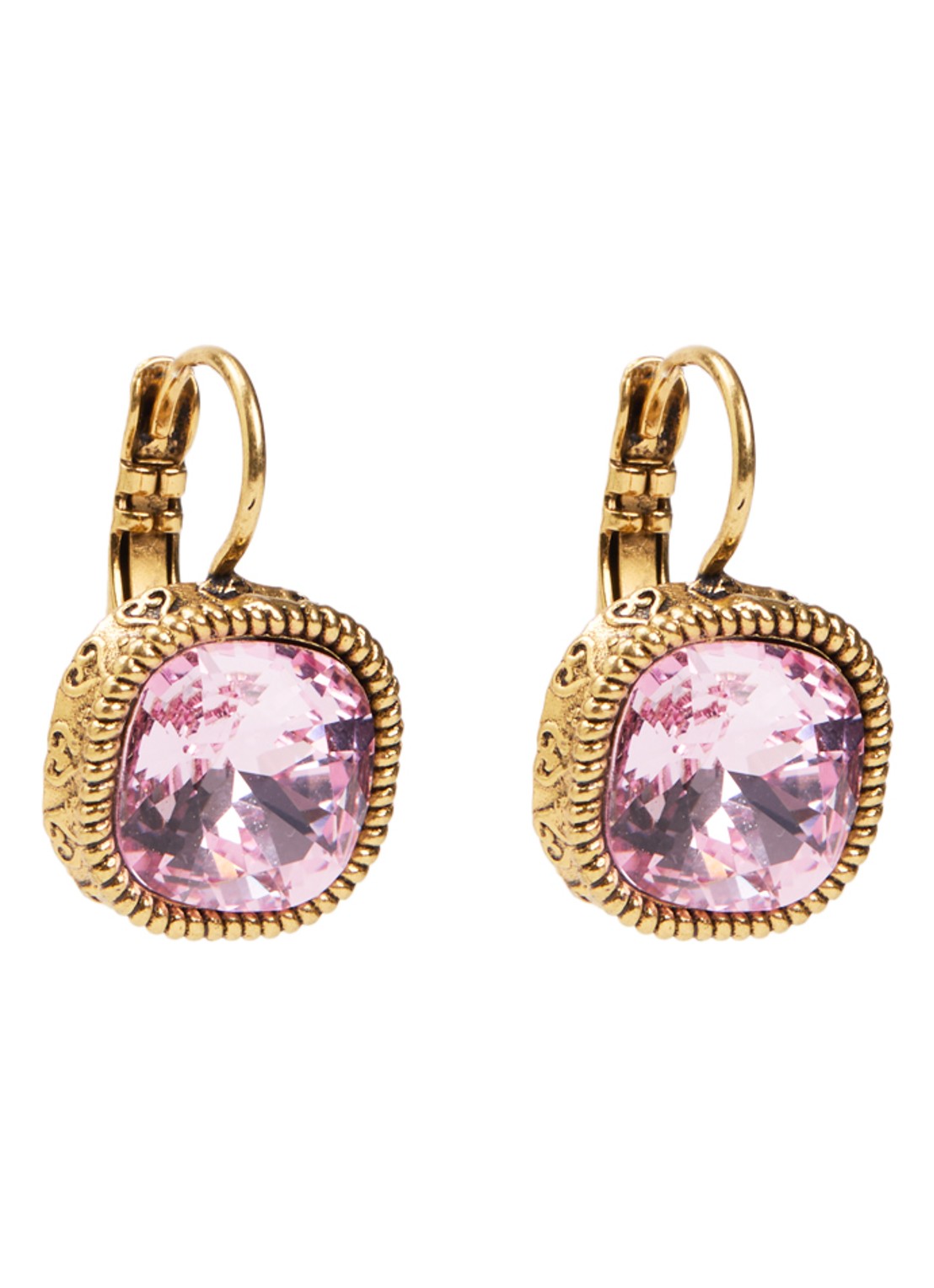 Camps & Camps Oorhangers met Swarovski kristal verguld - voorkant lichtroze