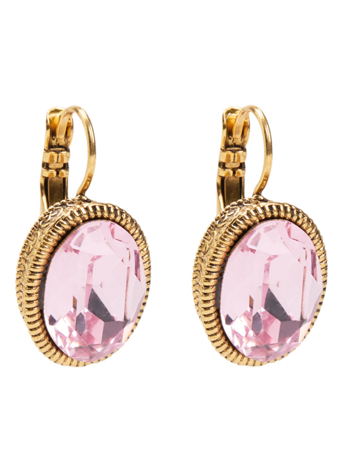 Camps & Camps Oorhangers met Swarovski kristal verguld - voorkant lichtroze
