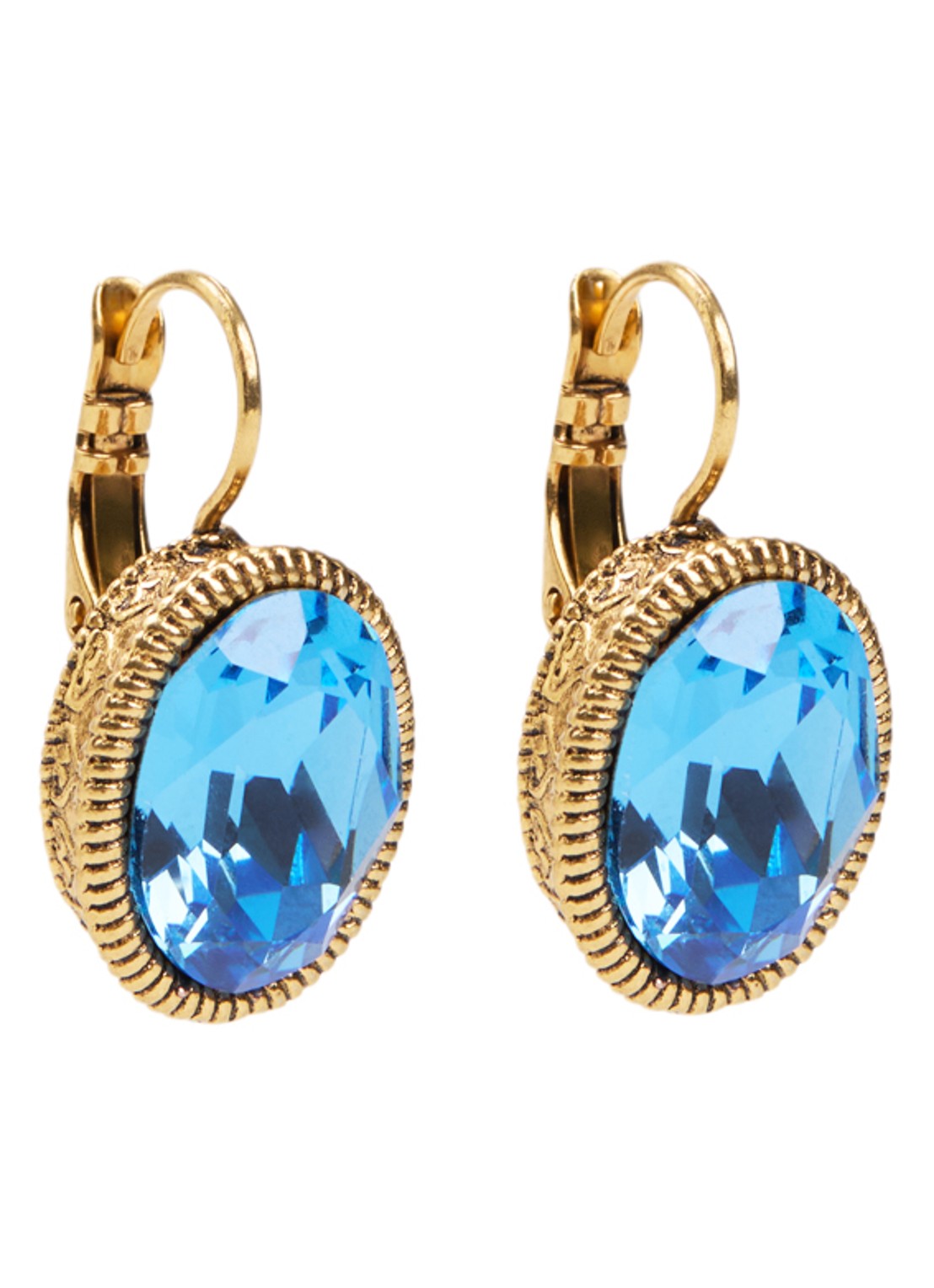 Camps & Camps Oorhangers met Swarovski kristal verguld - voorkant 2 blauw