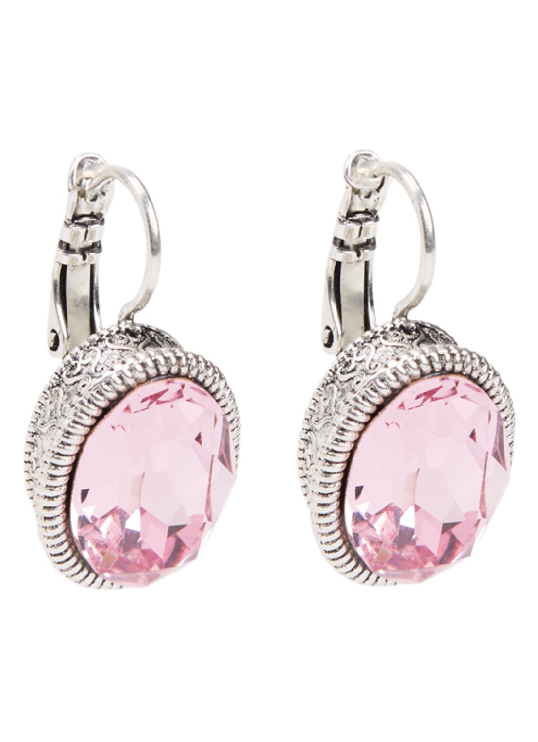 Camps & Camps Oorhangers met Swarovski kristal verzilverd - voorkant roze
