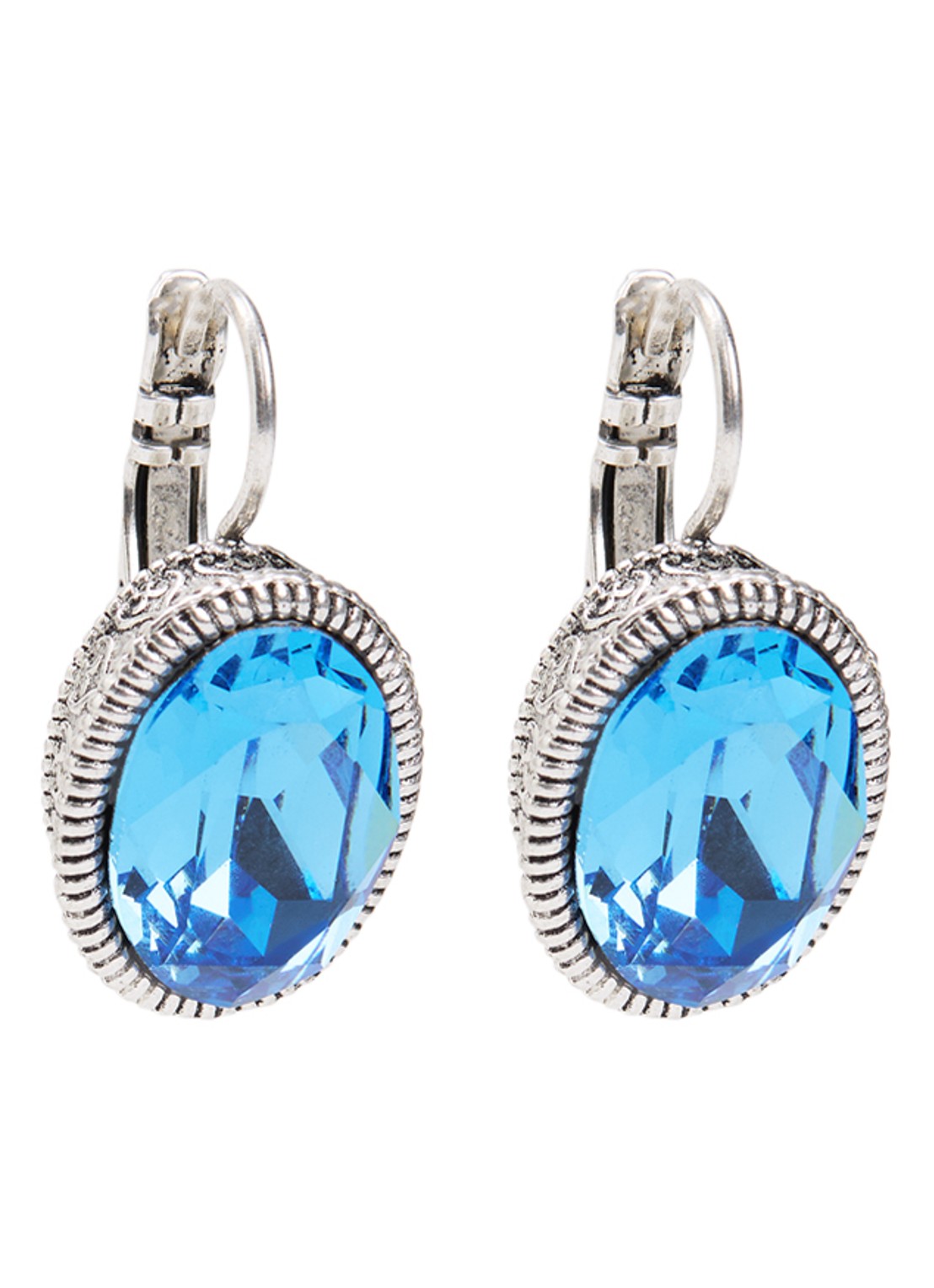 Camps & Camps Oorhangers met Swarovski kristal verzilverd - voorkant 2 lichtblauw