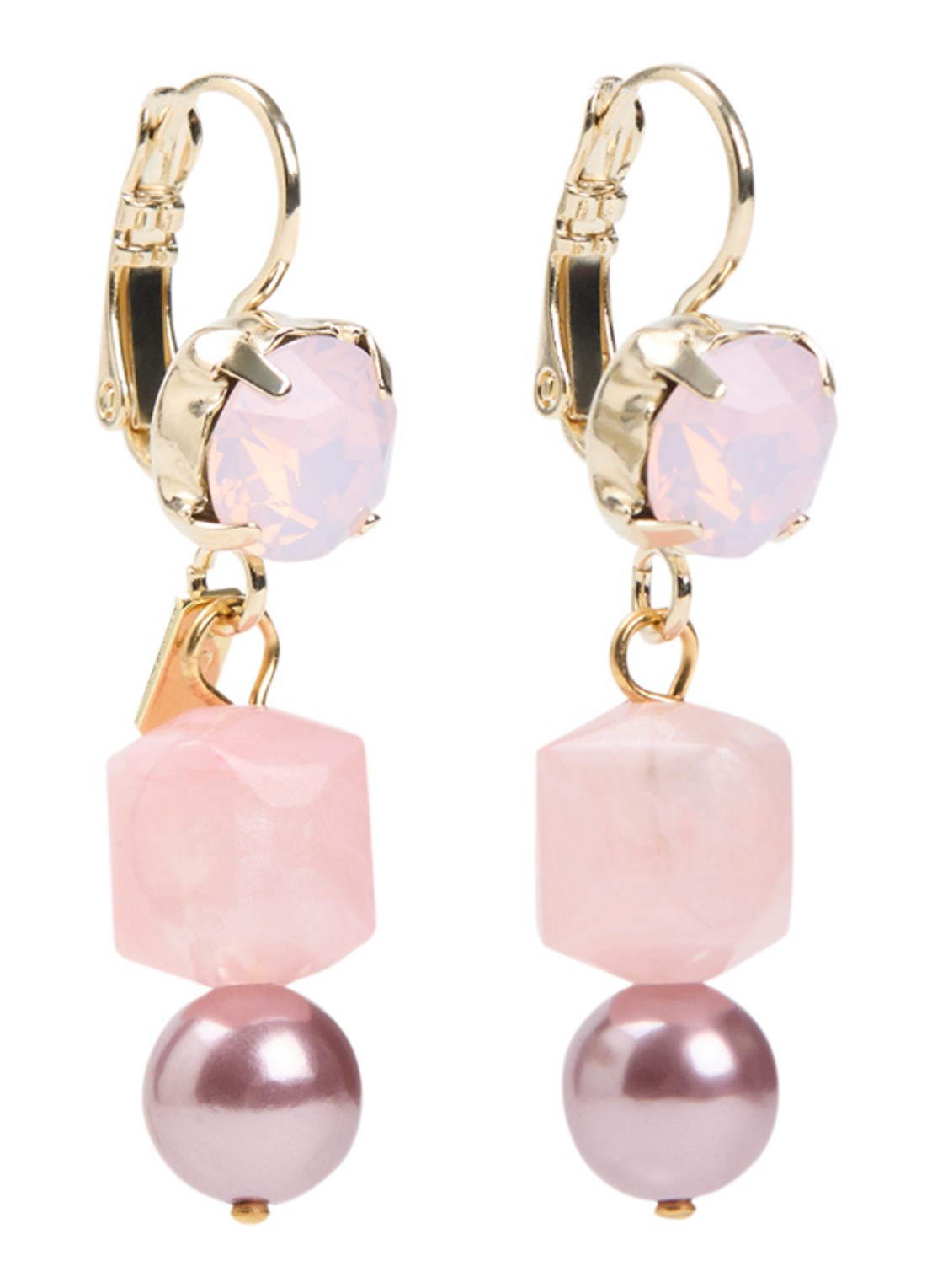 Camps & Camps Oorhangers met Swarovski verguld - voorkant lichtroze