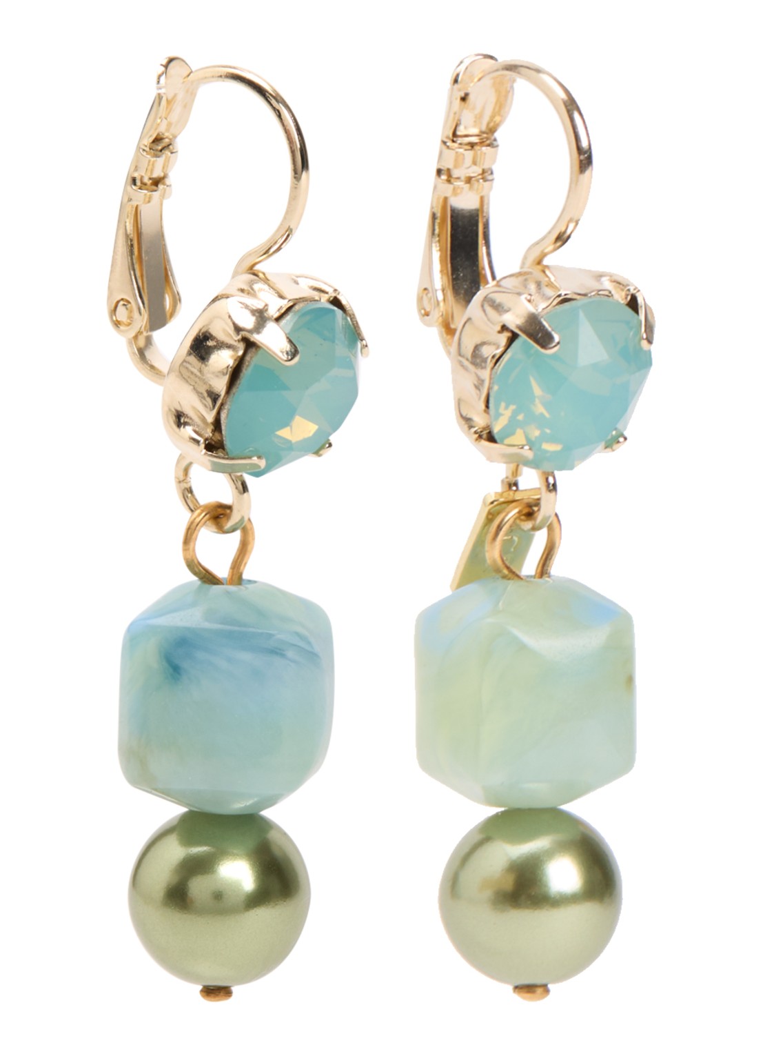 Camps & Camps Oorhangers met Swarovski verguld - voorkant mint