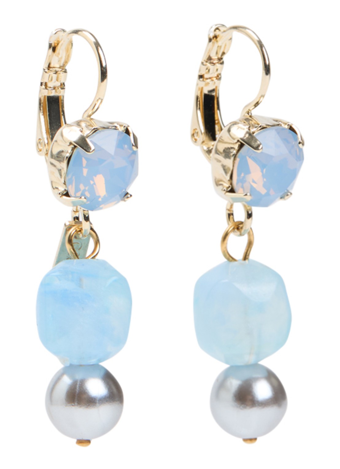 Camps & Camps Oorhangers met Swarovski verguld - voorkant 2 blauw