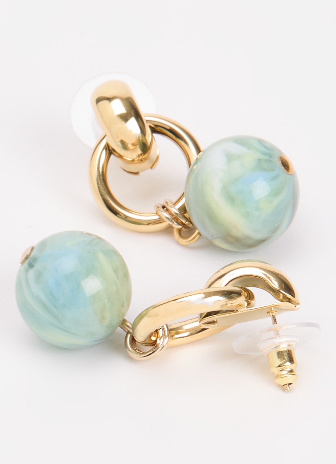 Camps & Camps Round Serenety oorstekers verguld - detail mint