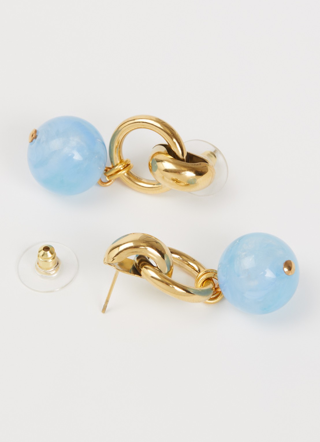 Camps & Camps Round Serenety oorstekers verguld - detail blauw