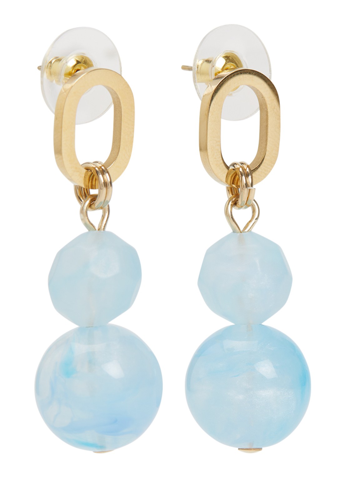 Camps & Camps Soft Cloud oorstekers verguld - voorkant 2 blauw