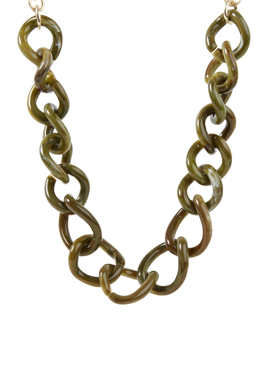 Camps & Camps Totally Vogue schakelketting met verguld detail - voorkant groen