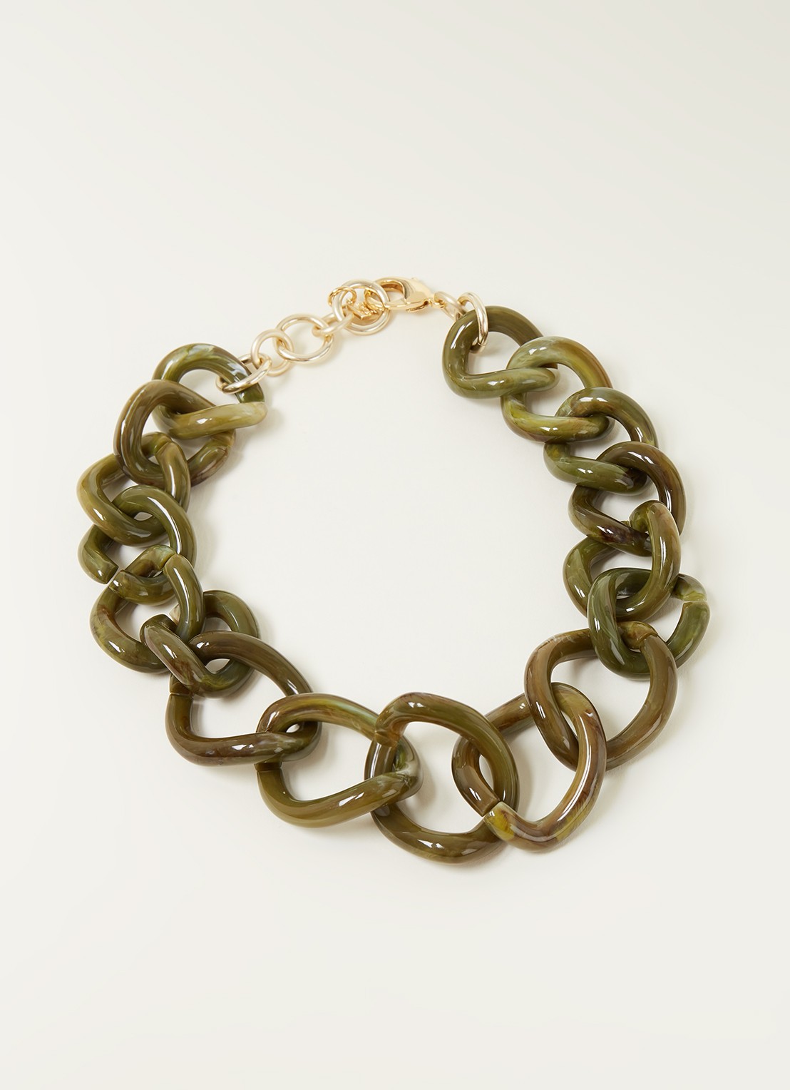 Camps & Camps Totally Vogue schakelketting met verguld detail - voorkant 2 groen