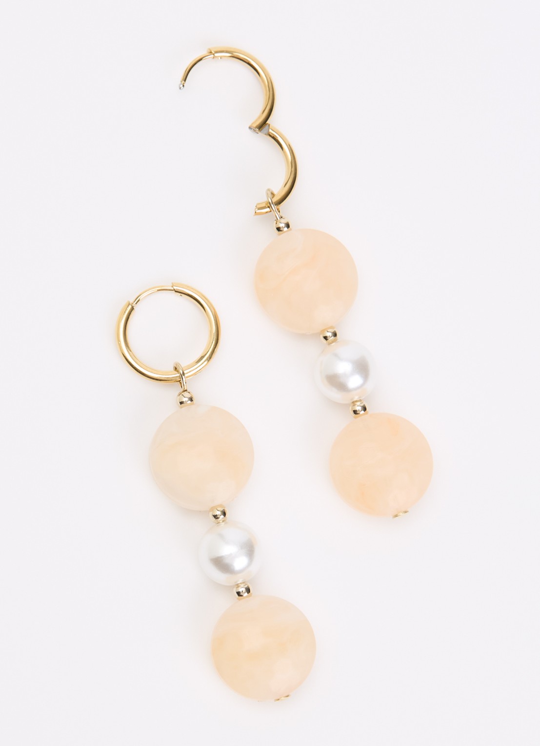 Camps & Camps Triple Oval oorringen verguld - detail creme