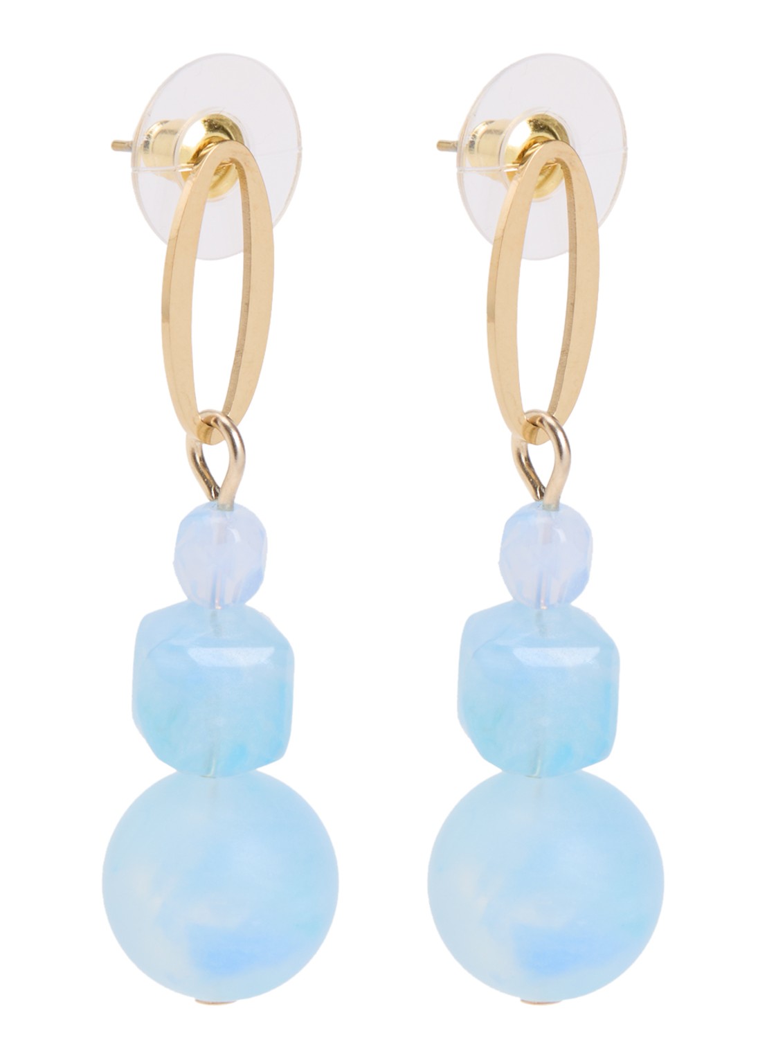 Camps & Camps Triple Soft Cloud oorstekers verguld - voorkant blauw