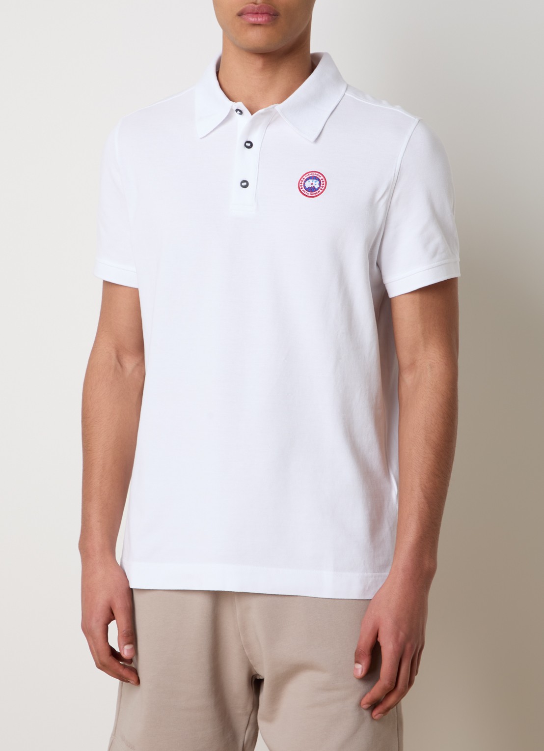 Canada Goose Beckley regular fit polo van piqué katoen met logoborduring - detail 3 wit