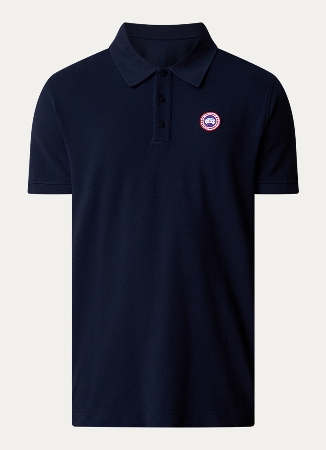 Canada Goose Beckley regular fit polo van piqué katoen met logoborduring - voorkant donkerblauw