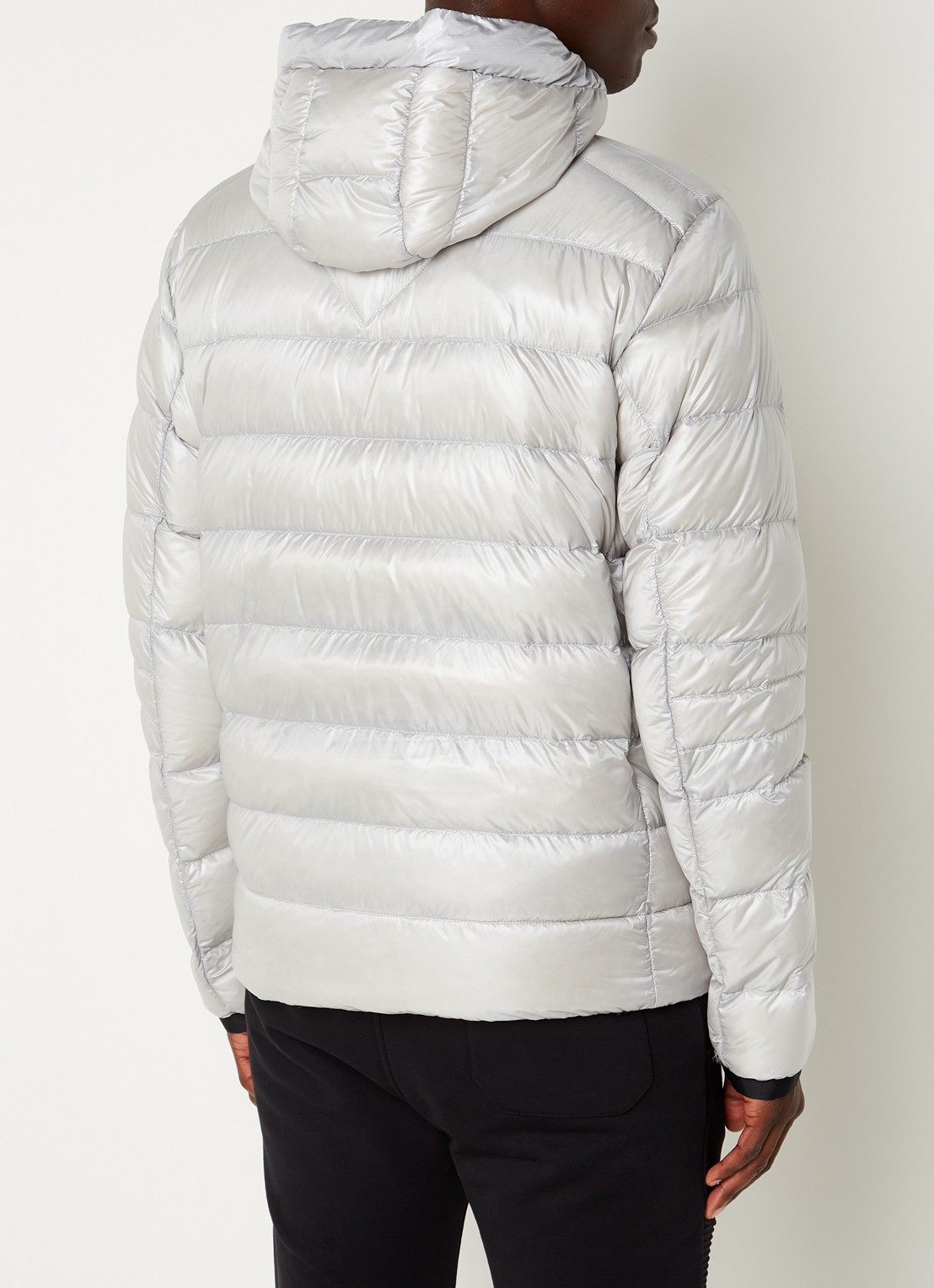 Canada Goose Crofton puffer jack met capuchon en donsvulling - achterkant lichtgrijs