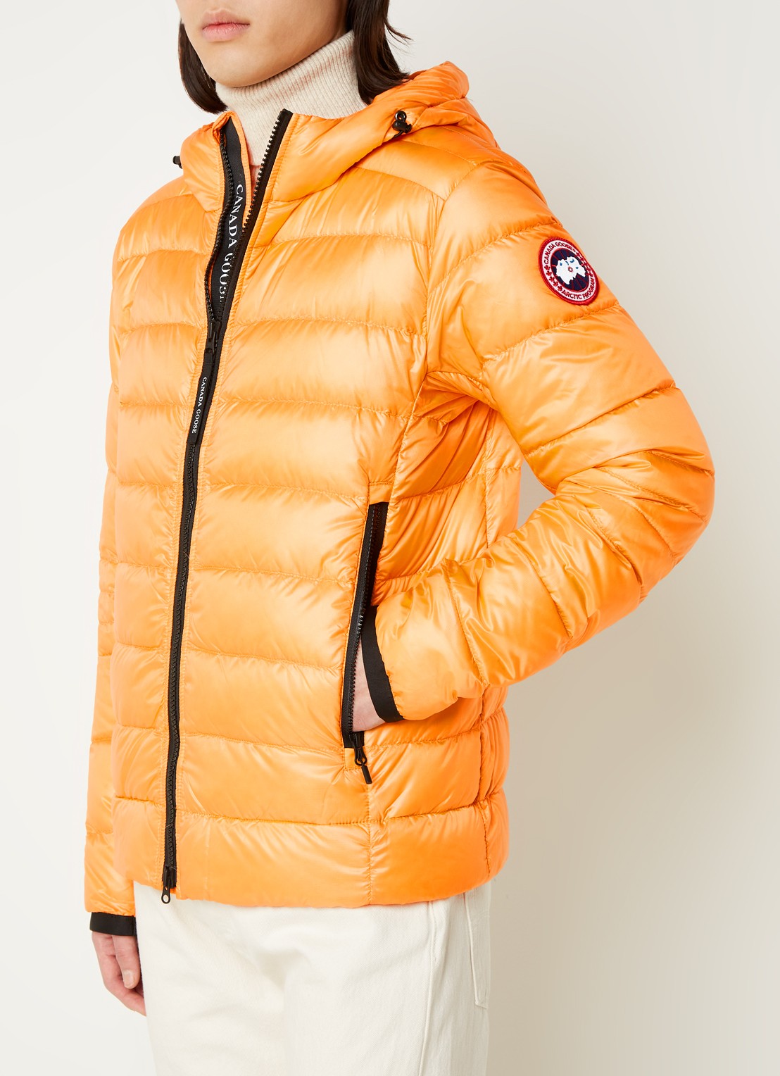 Canada Goose Crofton puffer jack met capuchon en donsvulling - detail 4 orange