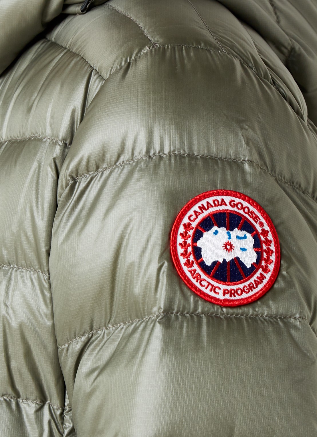 Canada Goose Crofton puffer jack met capuchon en donsvulling - detail 7 bronsgroen