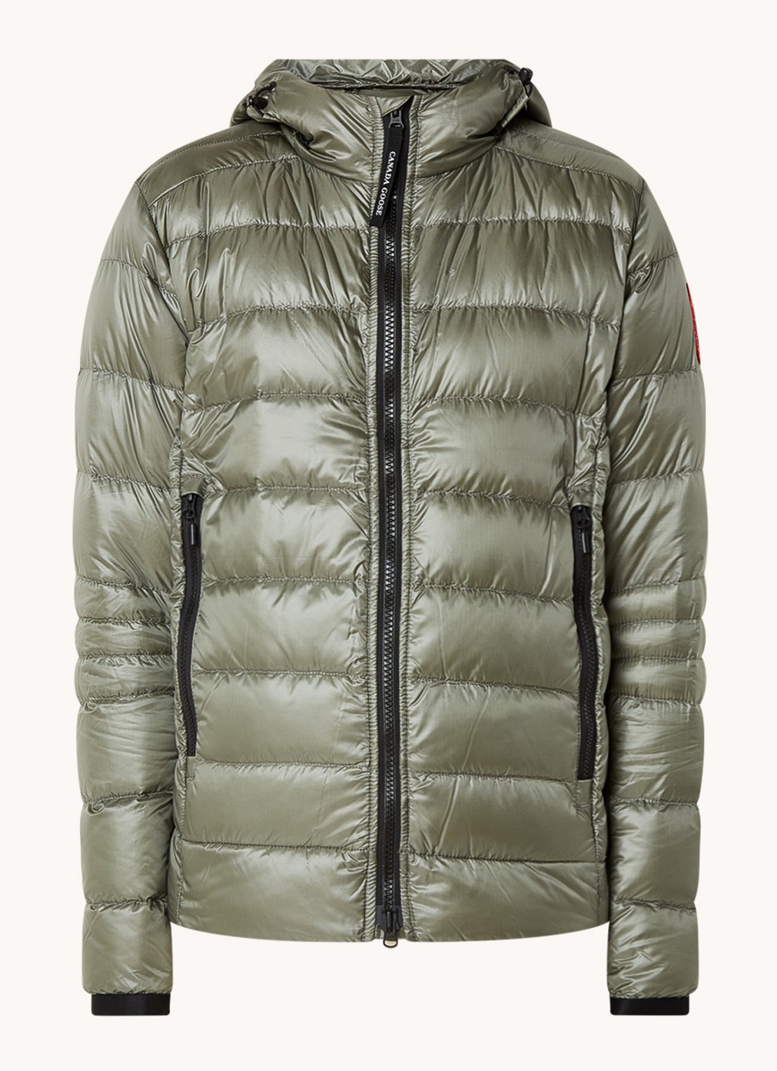 Canada Goose Crofton puffer jack met capuchon en donsvulling - voorkant bronsgroen