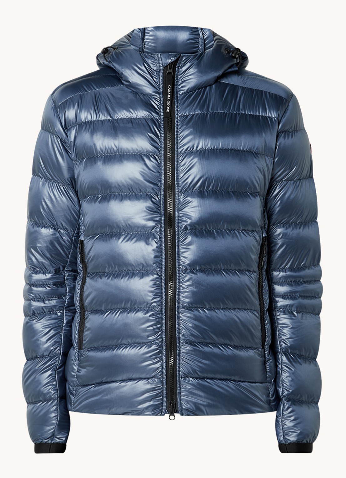 Canada Goose Crofton puffer jack met capuchon en donsvulling - voorkant middenblauw