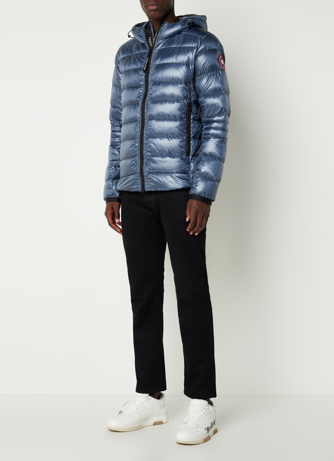 Canada Goose Crofton puffer jack met capuchon en donsvulling - voorkant 2 middenblauw