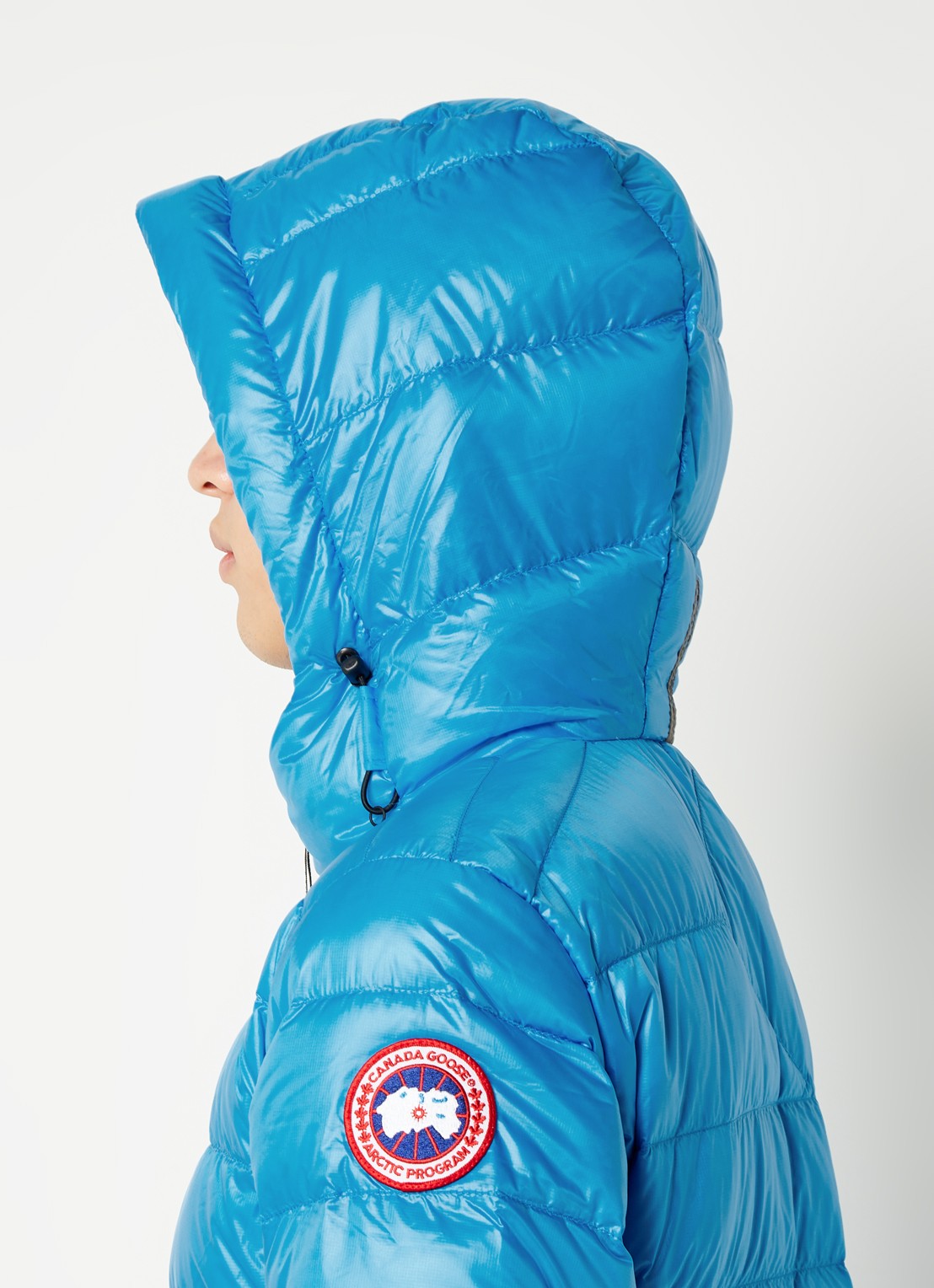 Canada Goose Crofton puffer jack met capuchon en donsvulling - detail 5 blauw