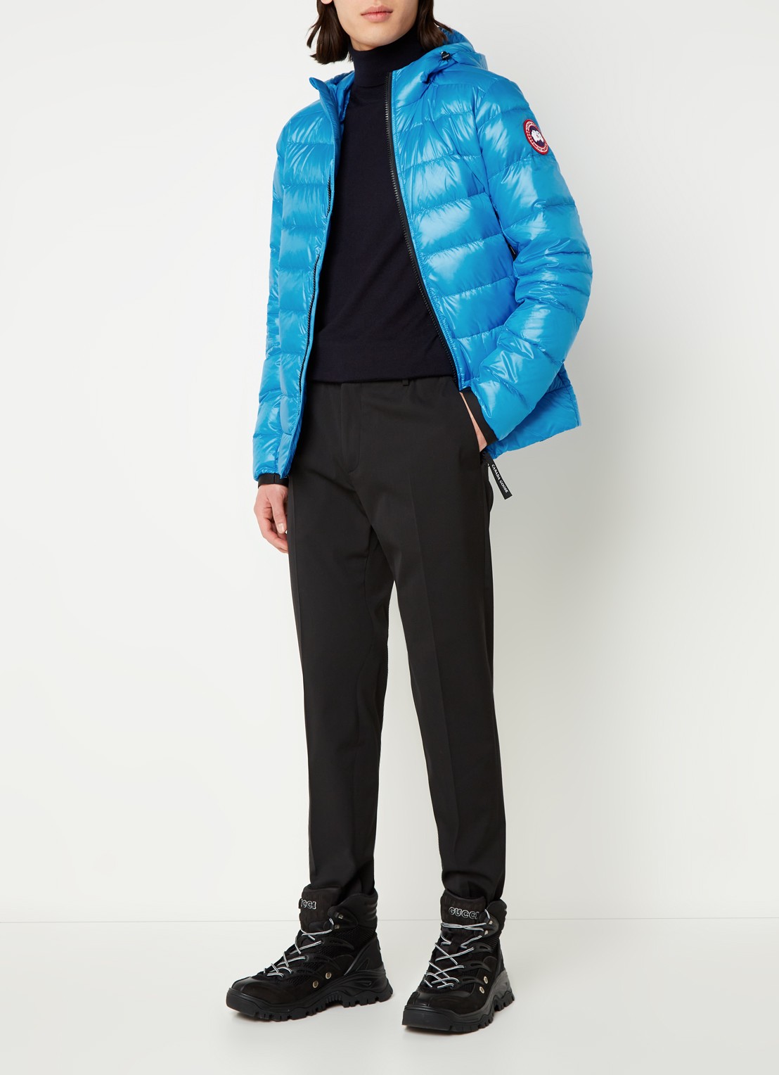 Canada Goose Crofton puffer jack met capuchon en donsvulling - voorkant 3 blauw