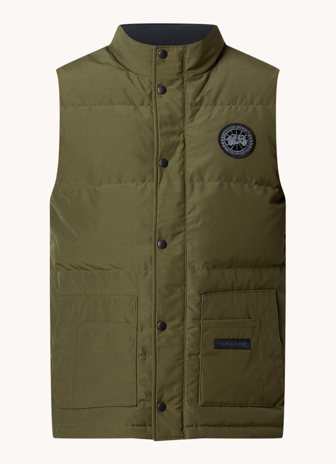 Canada Goose Freestyle gewatteerde bodywarmer met donsvulling en steekzakken - voorkant olijfgroen