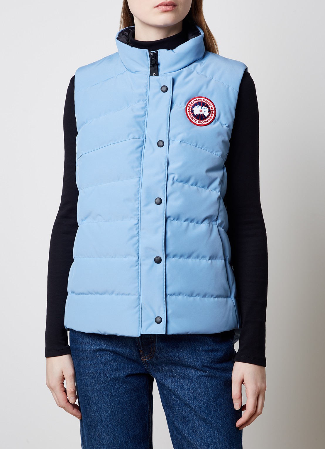 Canada Goose Freestyle gewatteerde bodywarmer met donsvulling en steekzakken - detail staalblauw