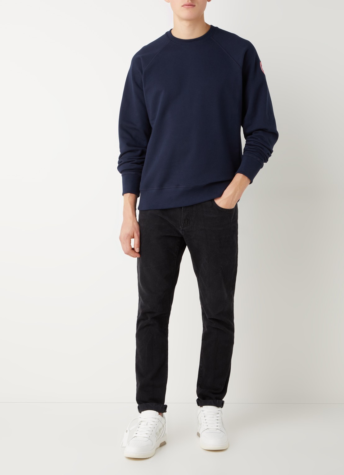 Canada Goose Huron sweater met logo - voorkant 2 donkerblauw