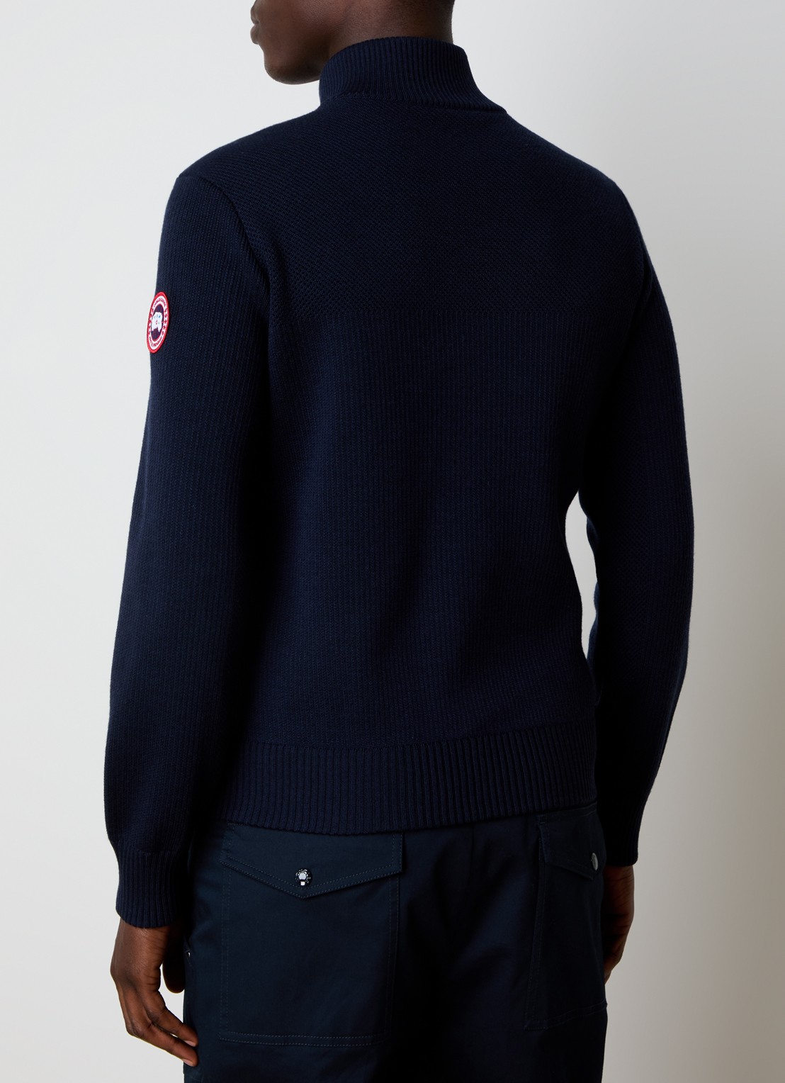 Canada Goose Hybridge ribgebreid vest van wol met gewatteerd voorpand - achterkant 4 donkerblauw
