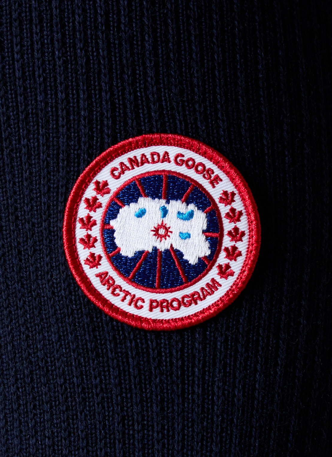Canada Goose Hybridge ribgebreid vest van wol met gewatteerd voorpand - detail 3 donkerblauw