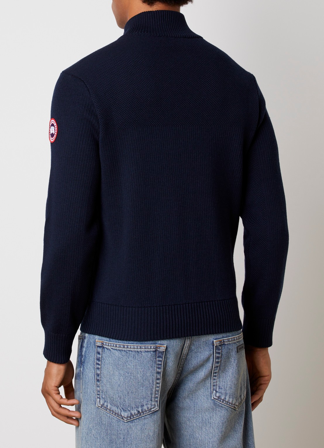 Canada Goose Hybridge ribgebreid vest van wol met gewatteerd voorpand - achterkant 10 donkerblauw