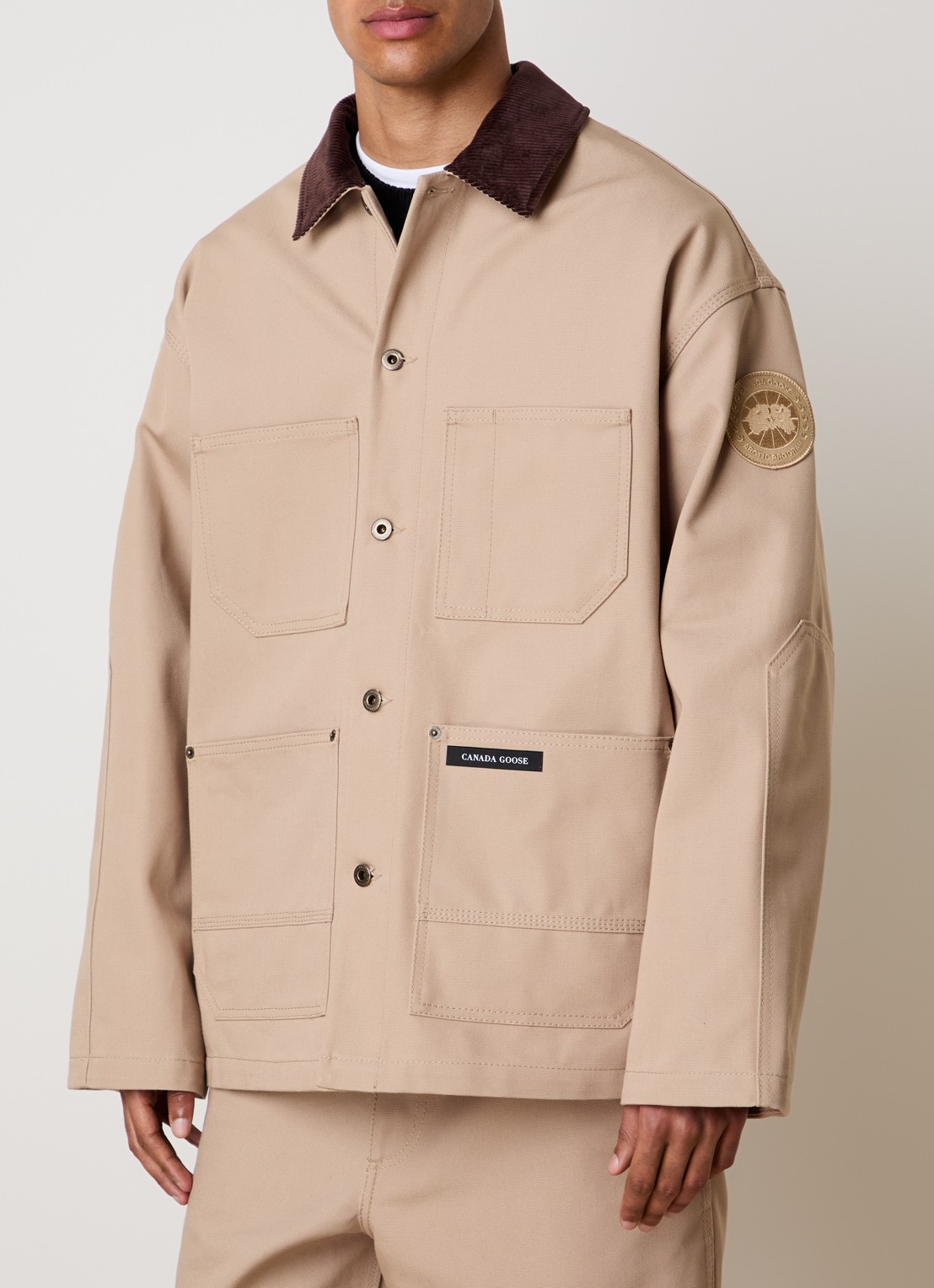 Canada Goose Jack met details van corduroy en opgestikte zakken - detail camel