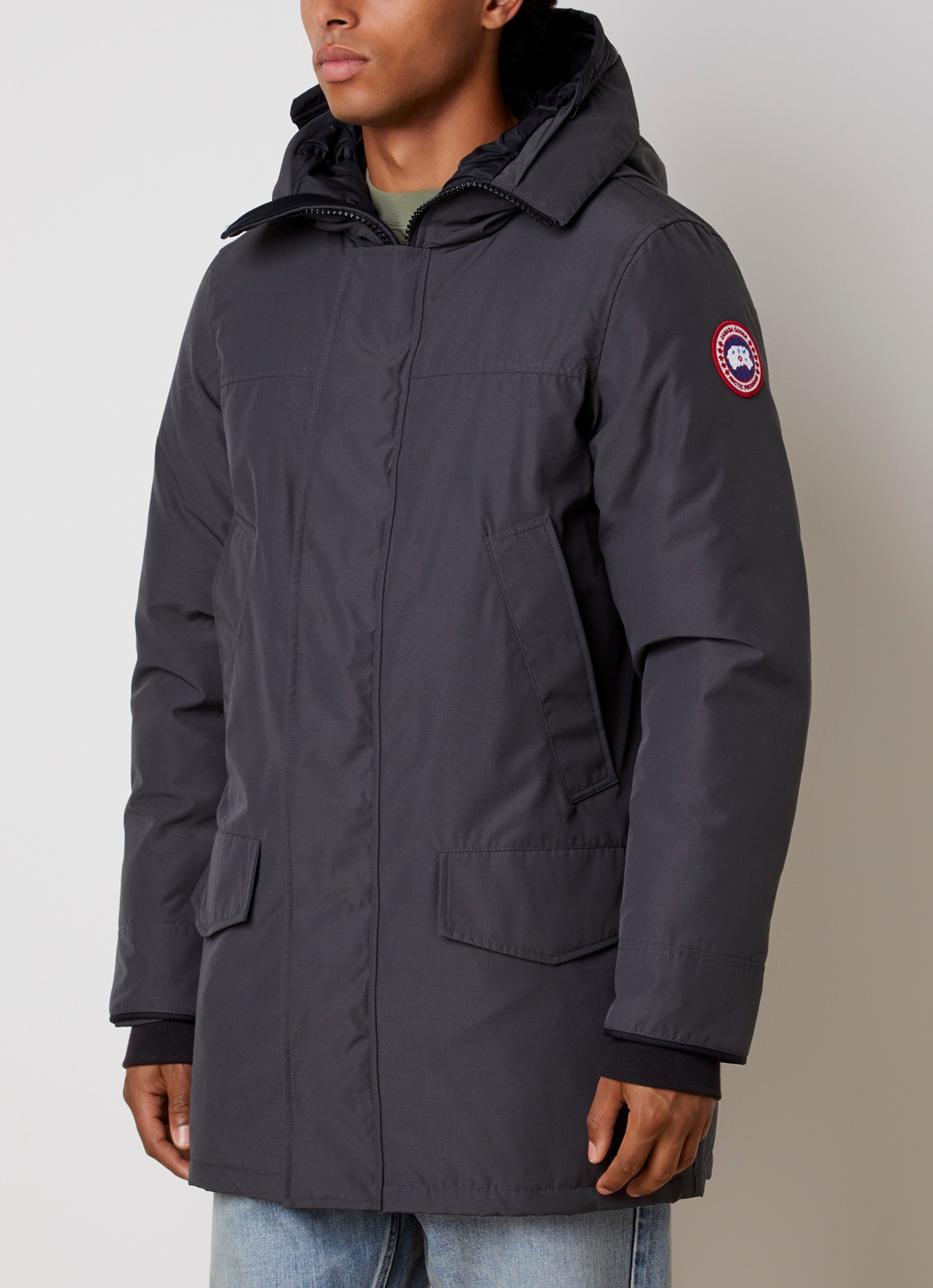 Canada Goose Langford gewatteerde parka met donsvulling en capuchon - detail donkergrijs