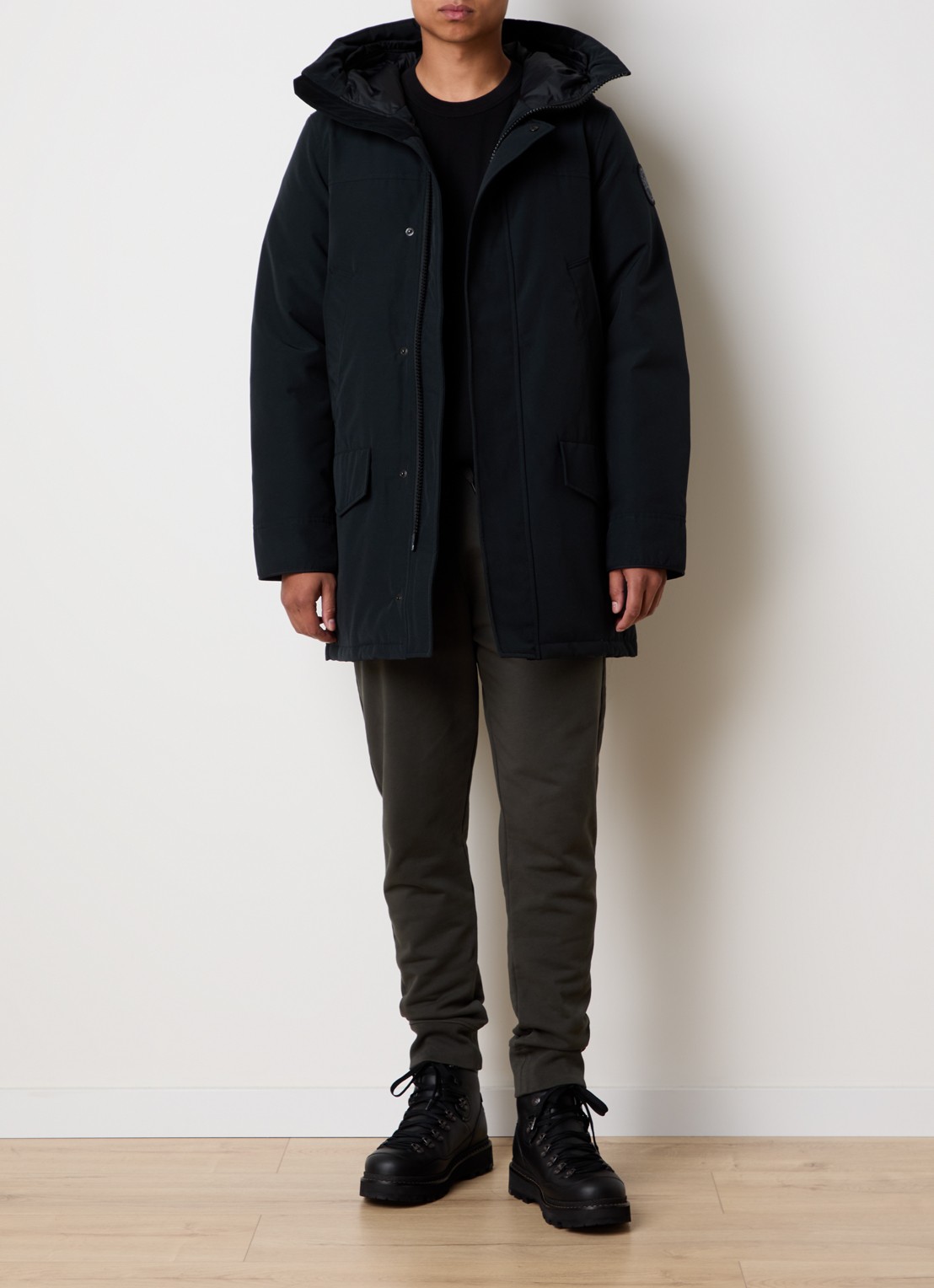 Canada Goose Langford parka met donsvulling en logo - voorkant 2 zwart
